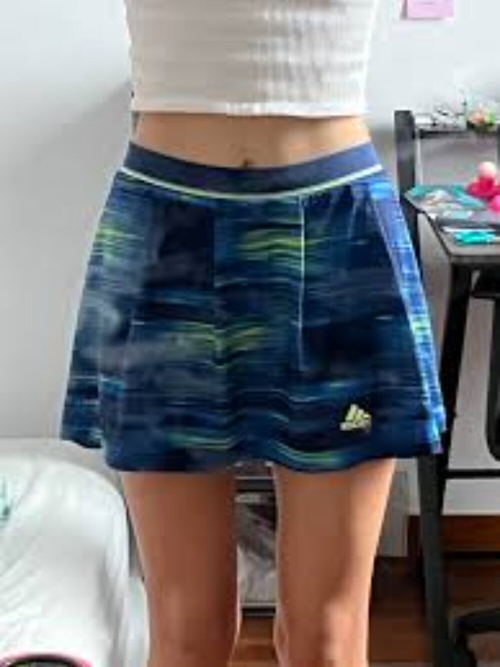 Adidas Vibrant Blue Yellow Green Climalite Performance Tenniscore Skort 3542